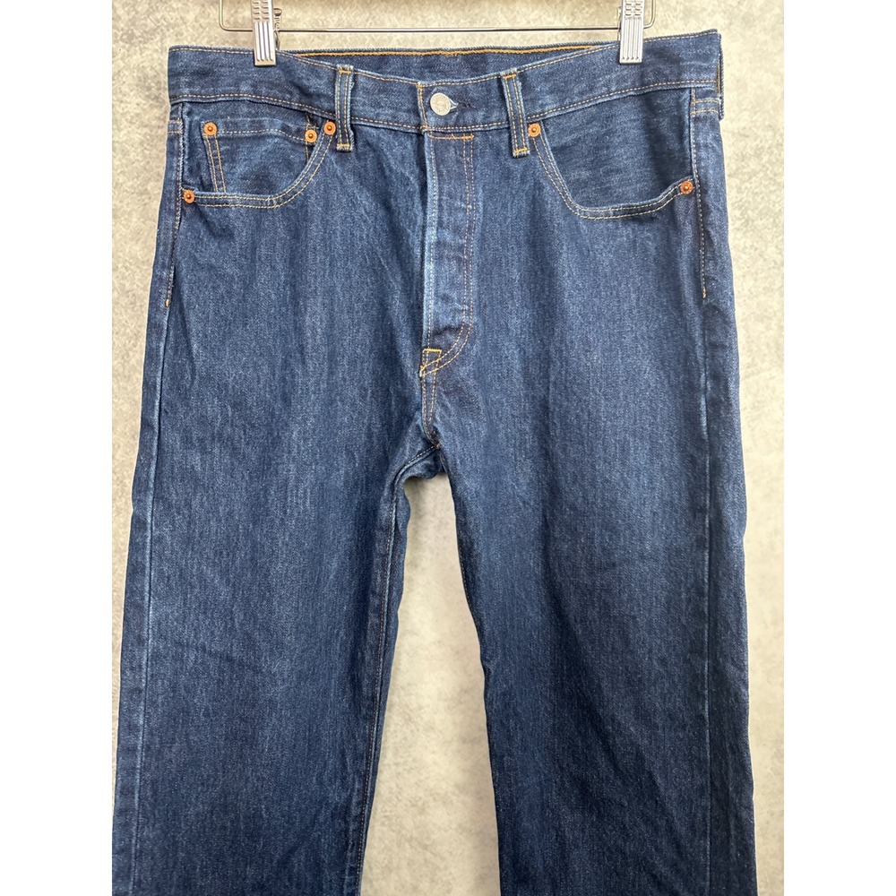Levi's 501 Original Fit Jeans Men's 33x34 Dark Wash 100% Cotton - Picture 3 of 9